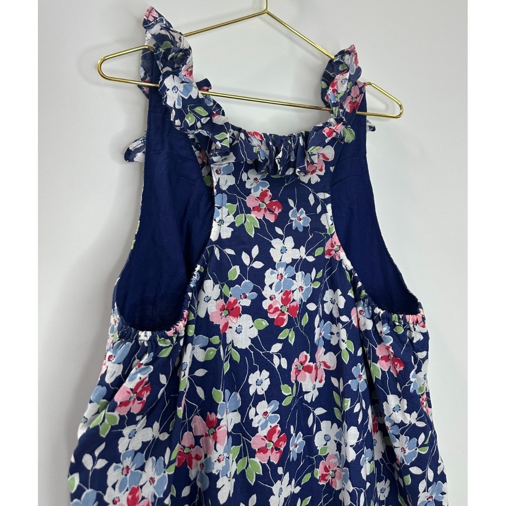 Ralph Lauren Girls Navy Blue Pink Floral Ruffle Cotton Sundress Size 16 Kids - Picture 9 of 11